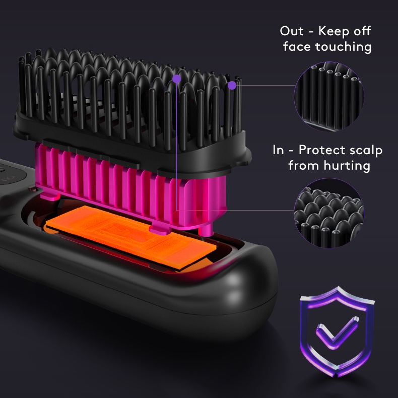 2‑in‑1 Wireless Hair Straightener & Curler Brush, Fast Heating, Portable USB Hair Styling Comb